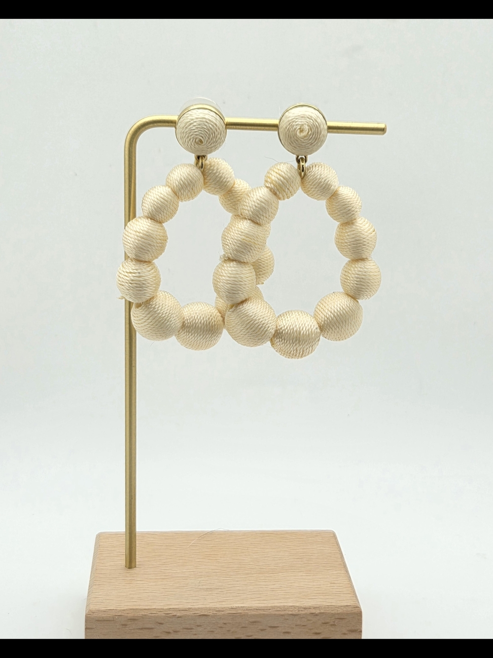 J. Crew Cream Silk-Wrapped Cord Hoop Drop Earrings